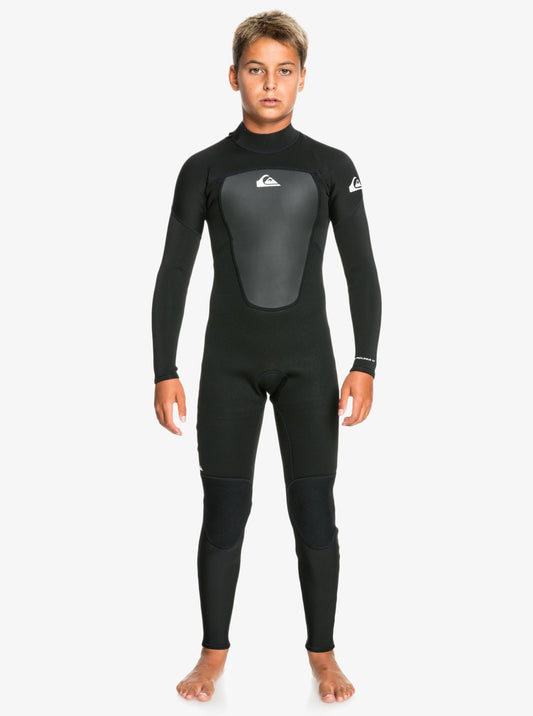 QUIKSILVER BOYS PROLOGUE 3/2 BACK ZIP WETSUIT STEAMER - BLACK