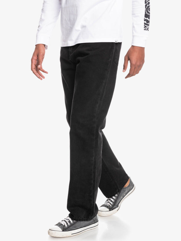 SALE CLEARANCE - QUIKSILVER WASHED BLACK ORGANIC BAGGY FIT JEANS