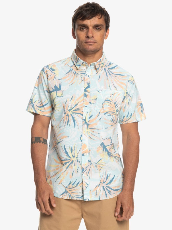 QUIKSILVER BRUSHED PALMS MENS SS SHIRT - BIRCH