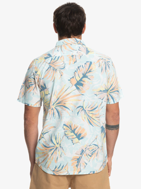QUIKSILVER BRUSHED PALMS MENS SS SHIRT - BIRCH
