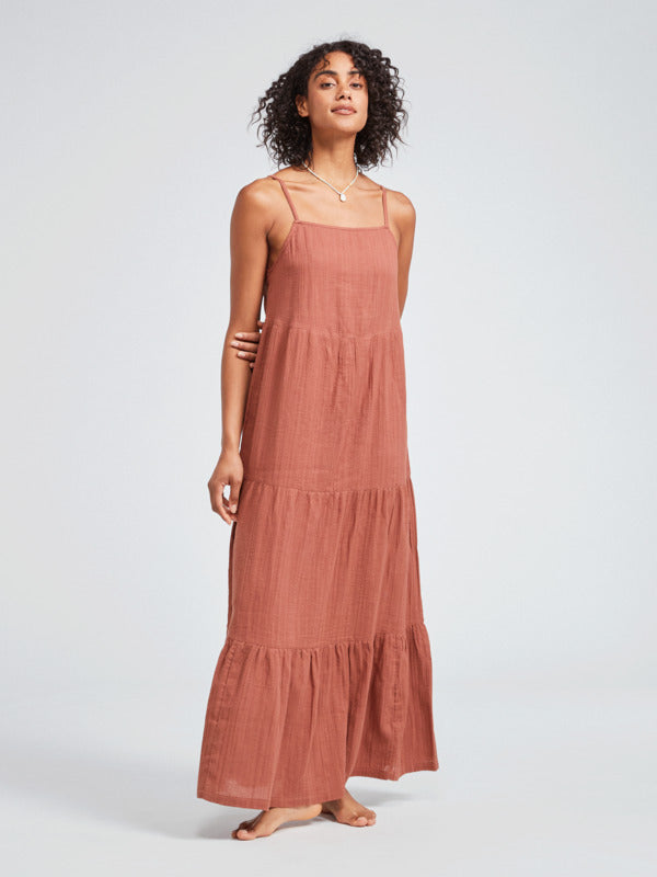 ROXY FLORAL WAY MAXI DRESS - RUSTIC BROWN