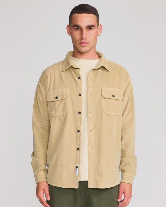 TCSS LAZY BOY LS CORD SHIRT - SAND