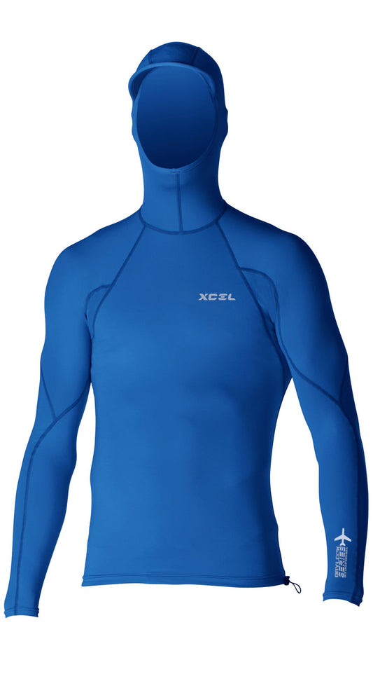 XCEL DRYLOCK HYDROPHOBIC HOODIE UV TOP - BLUE