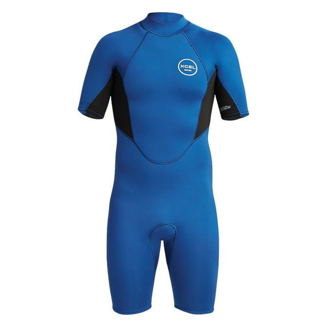 AXIS 2MM MENS S/S BACK ZIP SPRING SUIT - BLACK/BLUE ON SALE $99