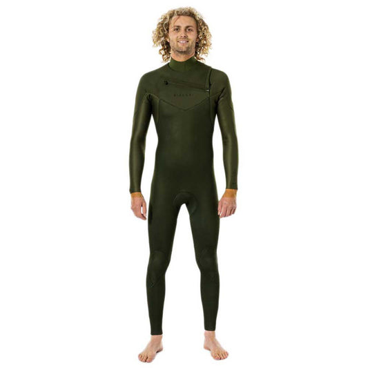 RIP CURL DAWN PATROL CHEST ZIP 3/2 STEAMER WETSUIT - DARK GREEN