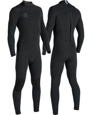 VISSLA 7 SEAS 3/2 MENS BACK ZIP STEAMER - BLACK