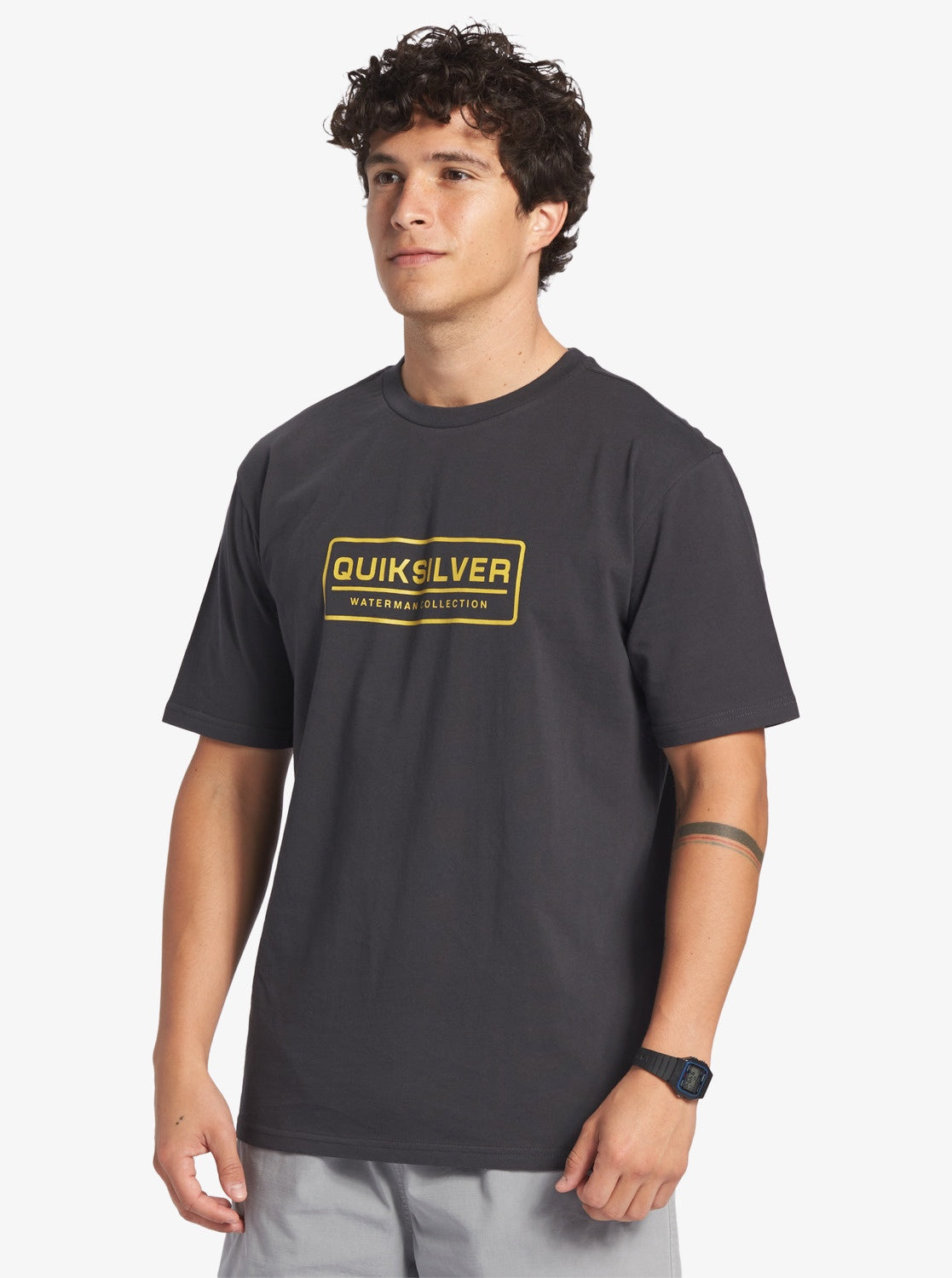 QUIKSILVER MENS CLEAR LINES TSHIRT- TARMAC