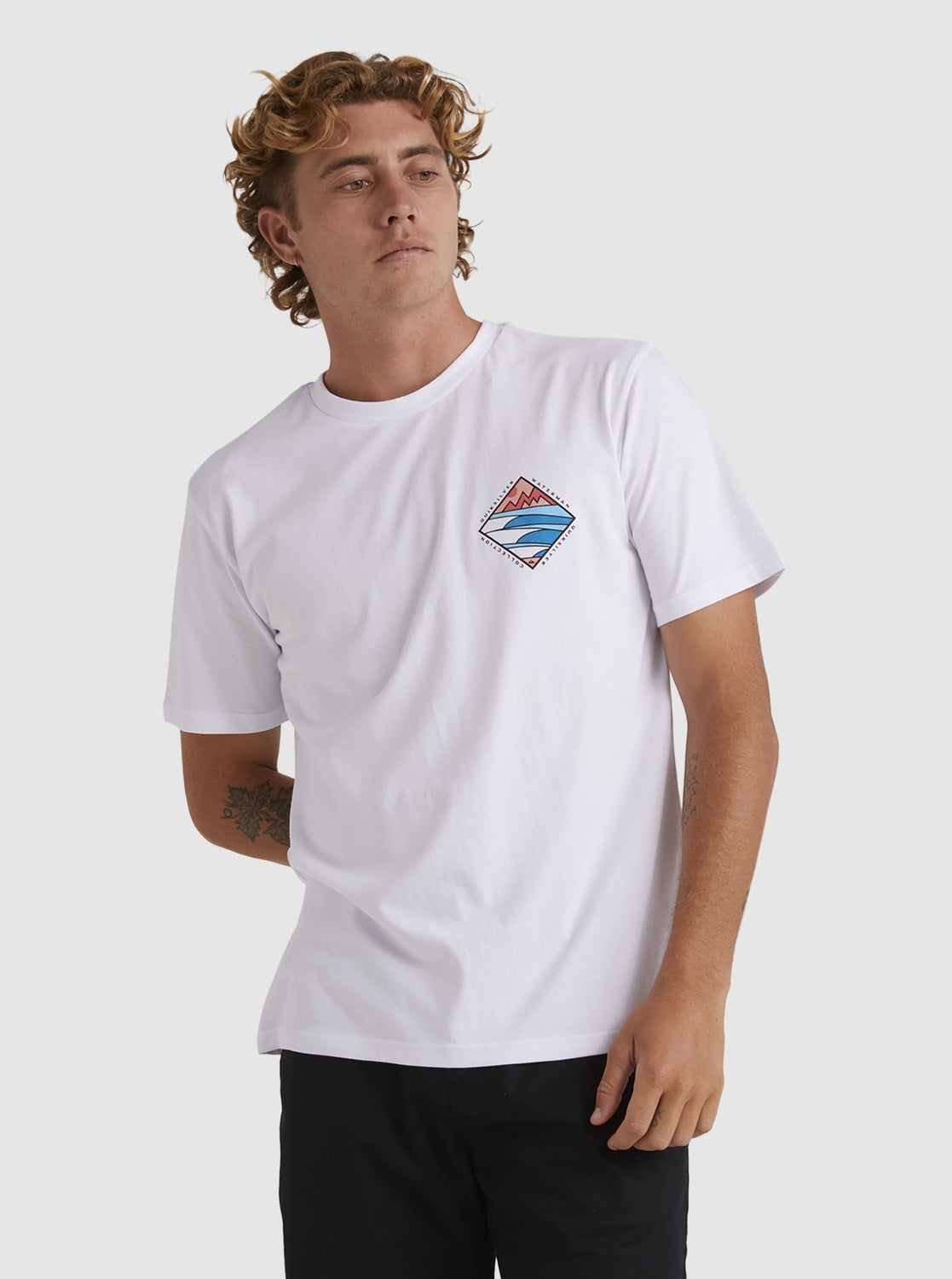 QUIKSILVER MENS CROSS CHOP TSHIRT- WHITE